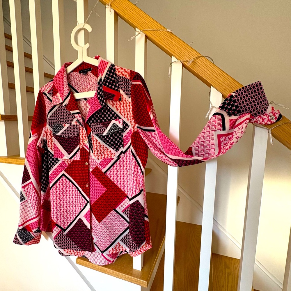 💞 Host Pick! 💞 Pink Western vibrant Tommy Hilfiger flowy blouse